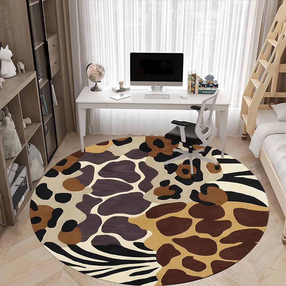 1pc Leopard Print Chair Carpet for Office, Soft Flannel Throw Mat, Perfect for Office, Holiday Party Decoration Choice yy260209046