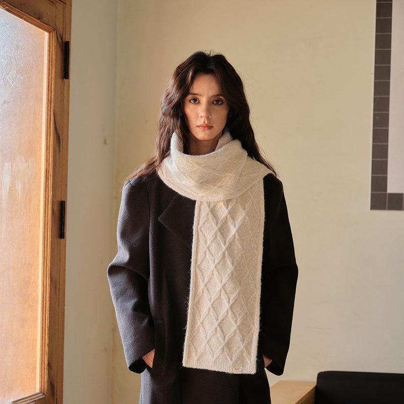 Holiday Gift Luxury Women'S Scarf Autumn/Winter  Collection Solid Color Korean Knitted Scarf Warm Shawl Fashion