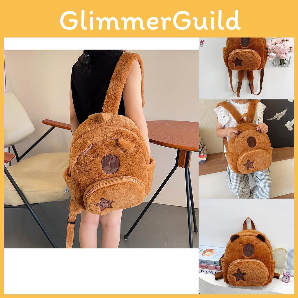 Capybara Animal Zipper Plush Toy Backpack Cartoon Doll Schoolbag Gift Birthday
