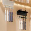 Bathroom Wallmount Toothbrush Holder With Cover 5 Slots Without Drilling Home Bathroom Self Adhered Toothbrush Storage Racks