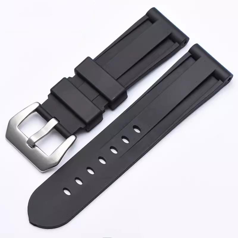 

Silicone Watch Band for Panerai Strap Rubber Bracelet 20mm 22mm Men Women Sport Replacement Watch Strap for Omega Huawei Belt Silver Buckle&20mm Watch Band чорний