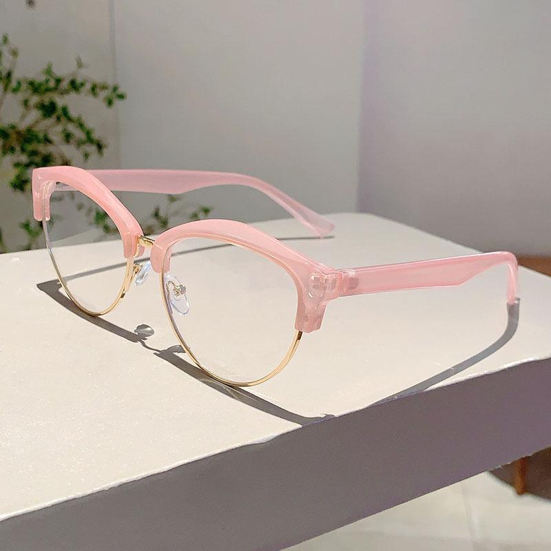 Vintage Anti Blue Light Blocking Optical Cat Eye Glasses Myopia Prescription Women Luxury Brand Designer Metal Eyewear Big Frame