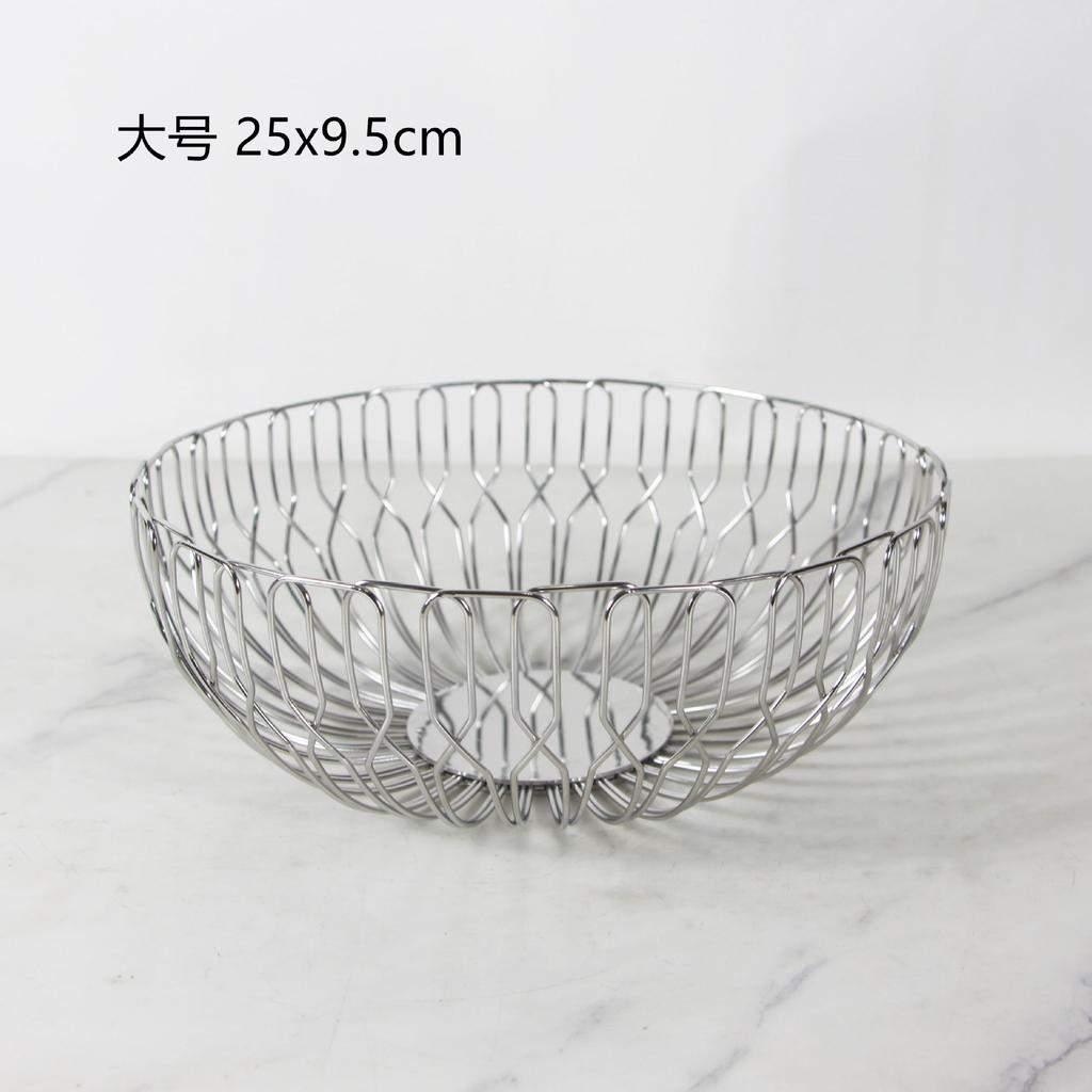 Ronde RVS Fruitmand Schaal Bureau Opbergbak Uitgeholde Zilveren Kom Keuken Organizer Huisdecoratie