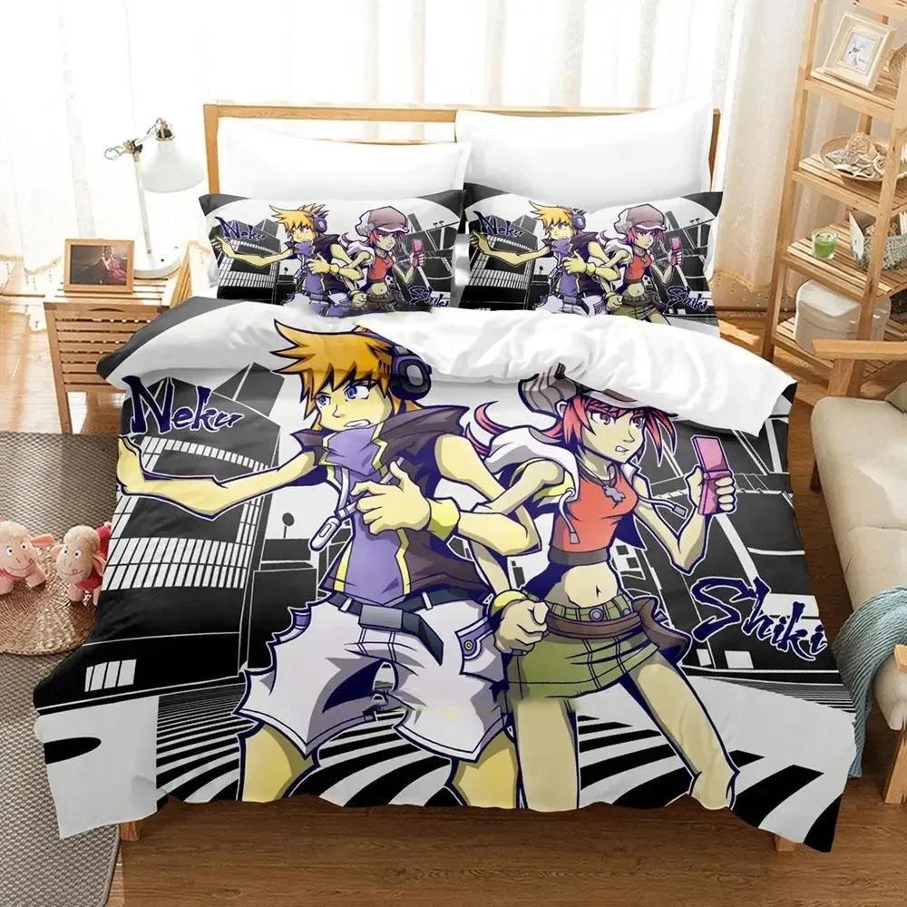 3D Druck Neku Sakuraba World Ends Bettwäsche Set Bettbezug Bett Set Steppdecke Kissenbezug Bettdecke King Queen Size Jungen Erwachsene