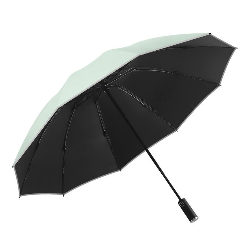 10-Bone Automatic Reverse Umbrella with Reflective Strip & Luminous Design Classic Business Advertising Gift Sunny Umbrella Logo