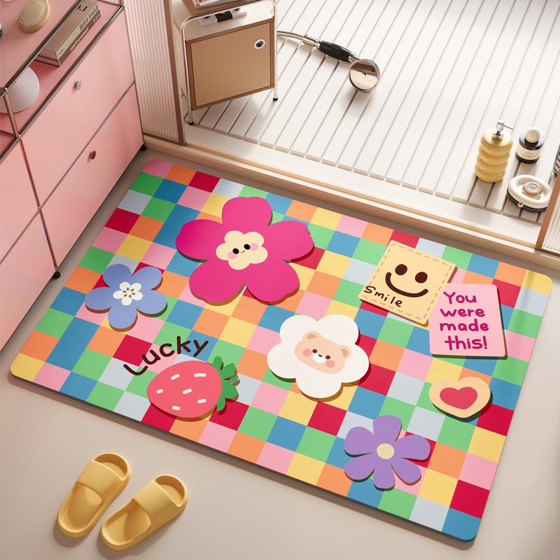 Cartoon Badezimmerbodenmatte Schnelltrocknend Saugfähig Rutschfeste Matte Fußmatte