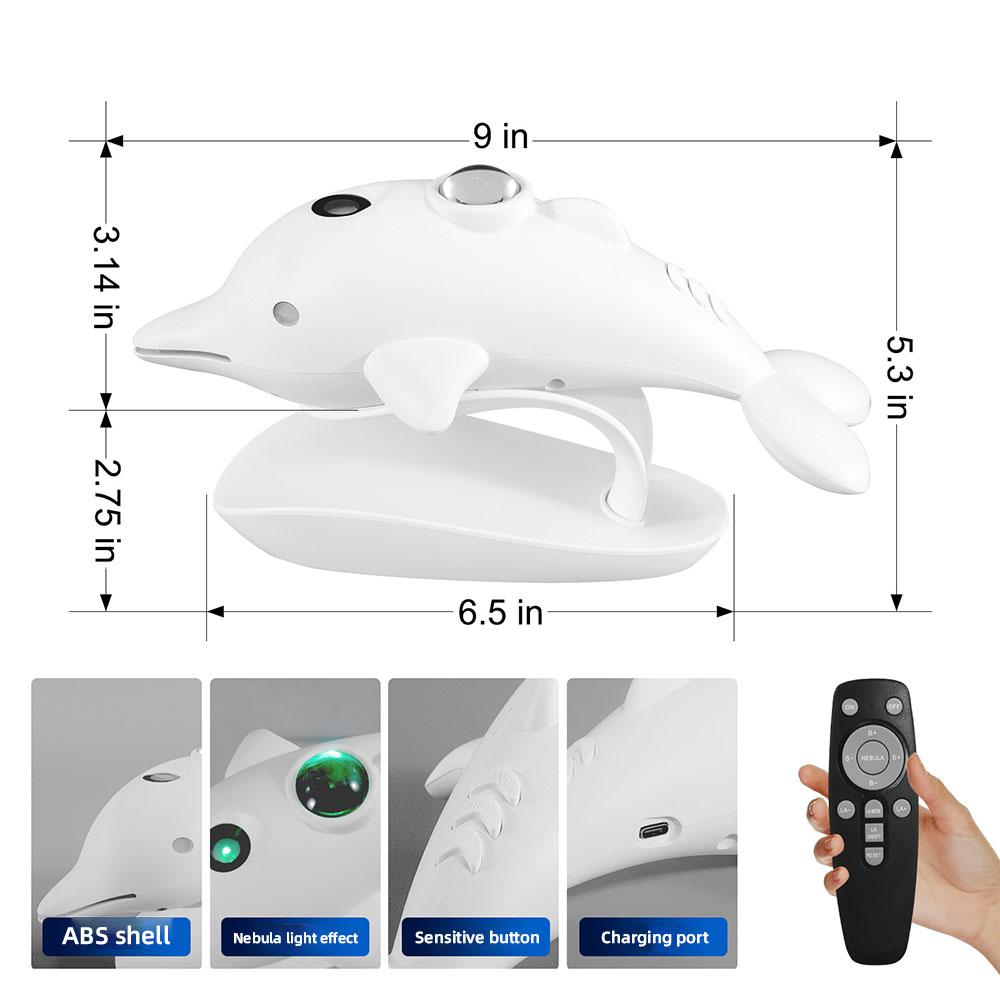 Dolphin Starry Sky Projection Lamp Starry Sky Projection Atmosphere Lamp Bedroom Night Light for Bar Gaming Room Decorative Lamp