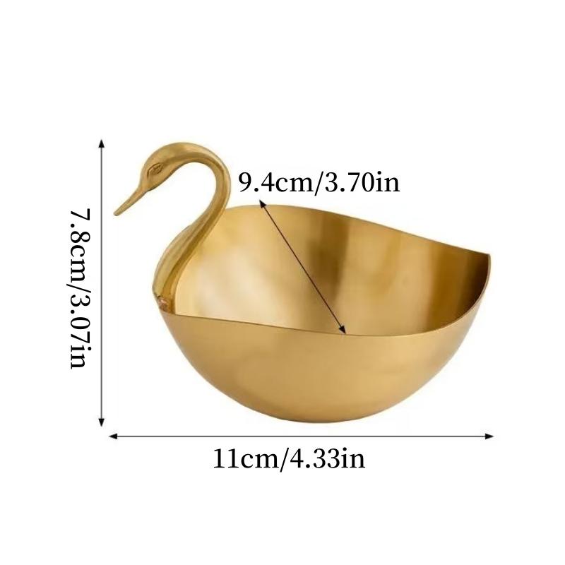 Фруктовая тарелка, Латунная домашняя тарелка-лебедь, Европейский золотой ретро блюдо для закусок, Аксессуары для украшения гостиной, Предметы для хранения 4.33 inches