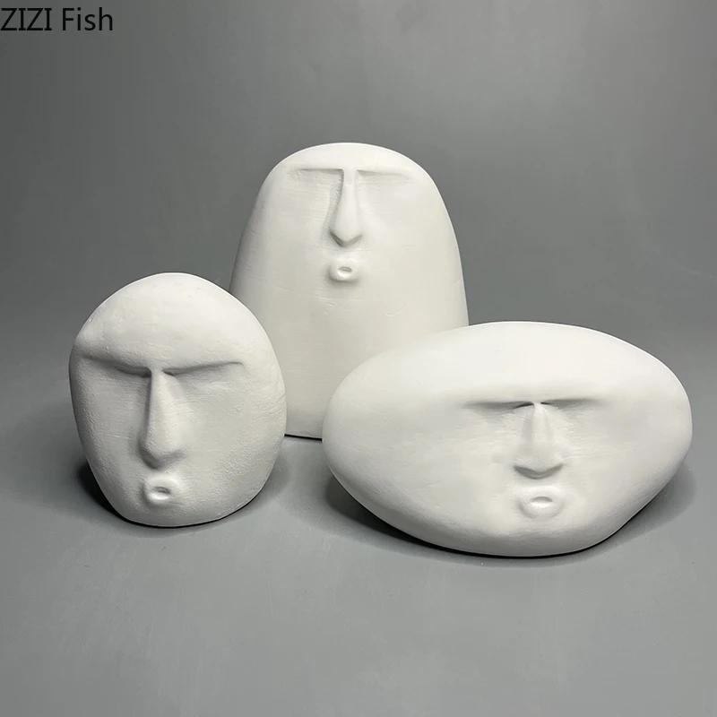 Abstract Stone Human Face Plaster Statue Desk Decoration Ornaments Creative Artwork Characters Sculpture Room Aesthetic Decor
