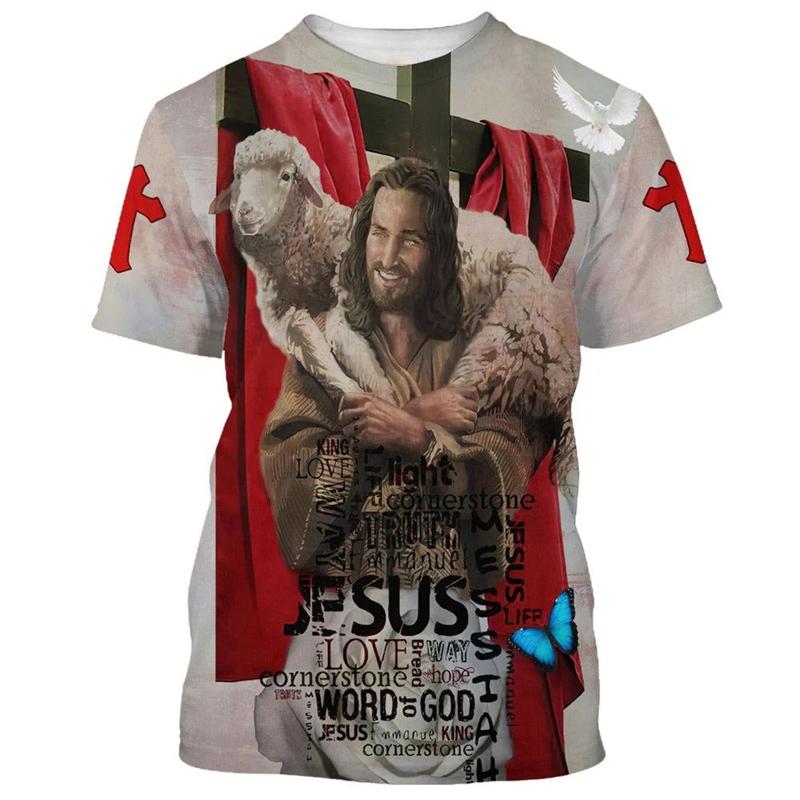 Christ Jesus T-Shirt For Men 3D Jesus Print Men s T Shirt Harajuku Y2k Short Sleeve Streetwear Fashion Oversized Tee Men Clothes XXS
