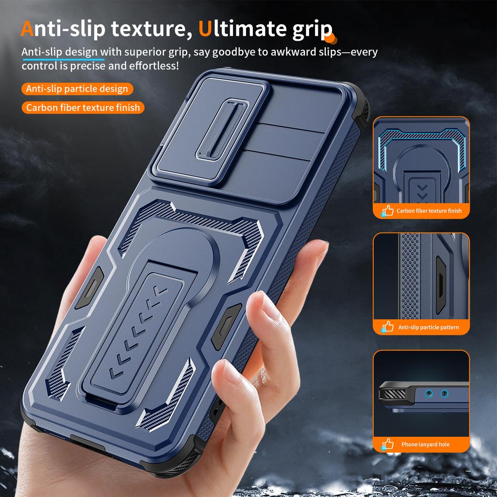 For Samsung Galaxy A36 5G/A56 5G Case Slide Lens Shield PC+TPU Kickstand Phone Cover