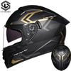 Imitation Street Car Helmet Men's Motorcycle 3C Electric Vehicle Full Helmet Autumn and Winter Knight Double Mirror Riding