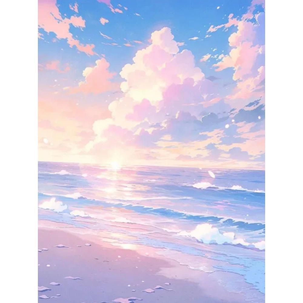 Diamond Painting Full Drill Fantasy Beach Sea Round Diamond Painting Handmade Animal Landscape Diy Diamond Mosaic Painting Home Decoration