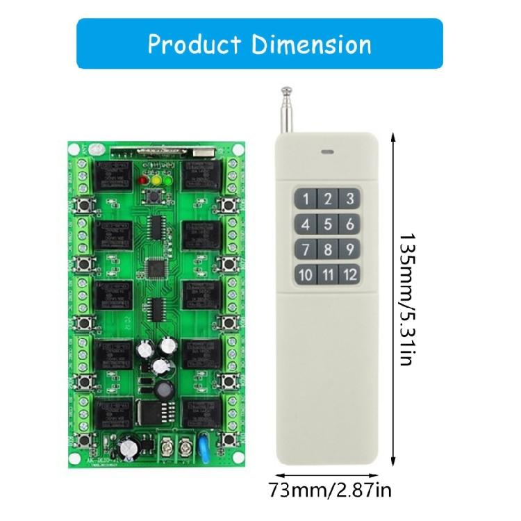 Multipurpose DC12V Remote Switches 10 Channel Learning Code Simple Setups Portable for Lighting and Access Control