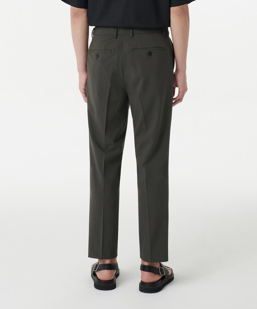 MUSINSA STANDARD [Cooltandard] Relaxed Tapered Hidden Banding Crop Slacks [Dusty Khaki]