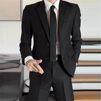 Men Suit Coat Formal Business Style Black Jacket with Tie And Pockets Plus Size Turn-down
