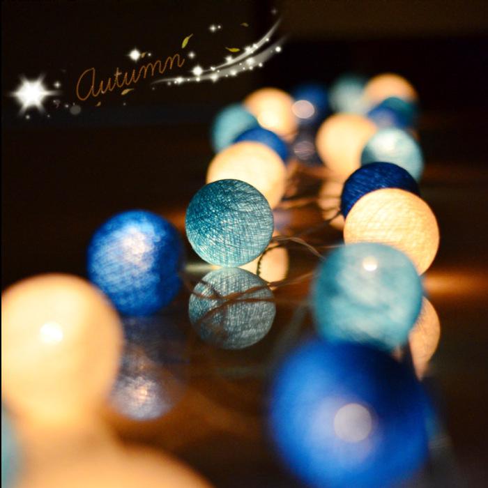 

USB Светодиодные гирлянды из хлопковых шариков для праздничного украшения комнаты Blue Coast