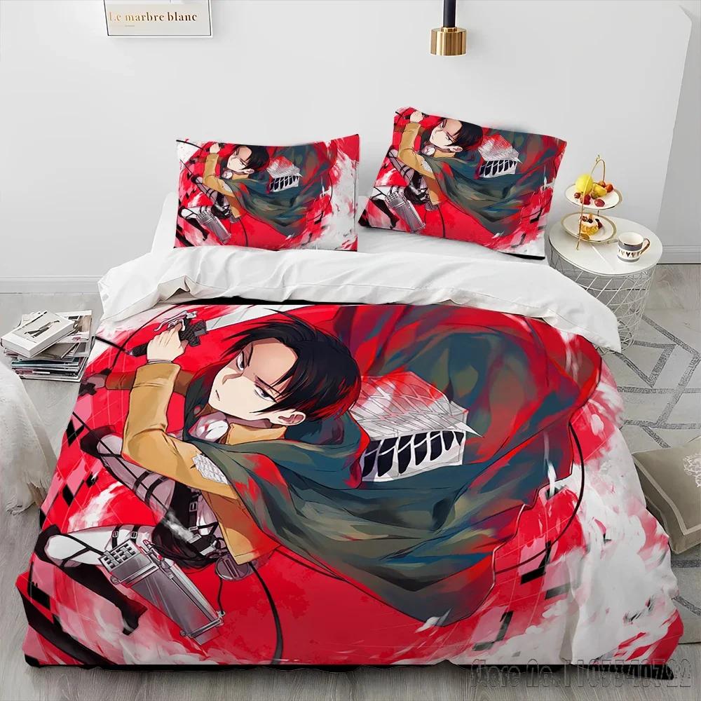Anime Japonés Ataque a los Titanes Juego de Funda Nórdica HD Funda Nórdica para Niños Juegos de Cama Ropa de Cama Decoración de Dormitorio