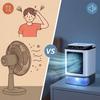 Mini Air Conditioner: 4-in-1 Portable Evaporative Cooler with 900ML Tank - 4 Speeds 2 Mist Modes 7 Color LED Light Rechargeable Personal Cooling