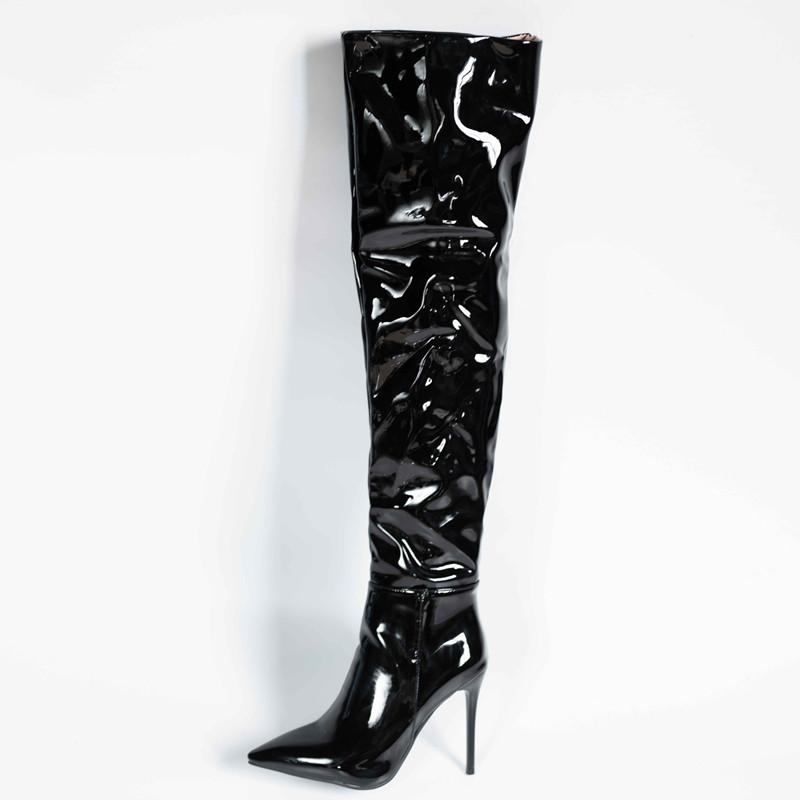 Thigh High Boots Women Patent Leather Sexy Point Winter Tall Long Party Shoes Female 2025 New Trends Black Over the Knee Boots