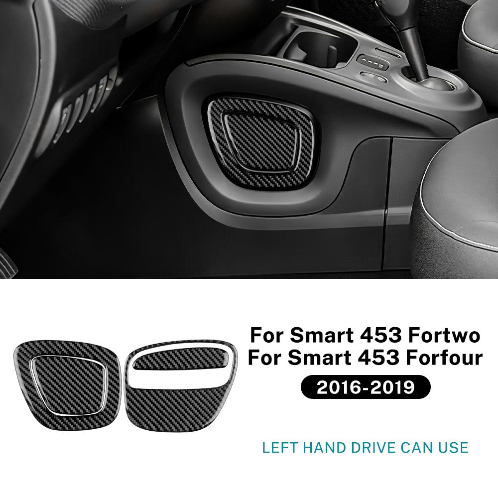 Real Soft Carbon Fiber Stickers For Mercedes Benz Smart 453 Fortwo/Forfour 2016 2017 2018 2019 Sides Car Gear Shift Panel Frame