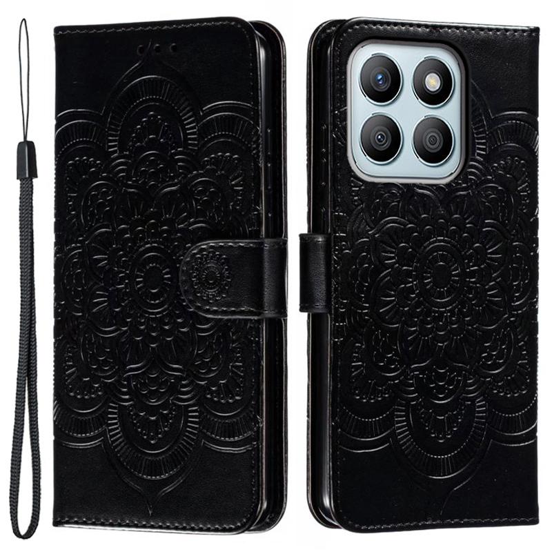 For Honor X8b 4G Case PU Leather Mandala Imprinted Design Wallet Phone Cover