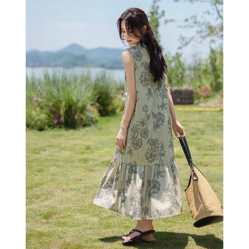 Demana Summer Literary Style A-line Printed Dress