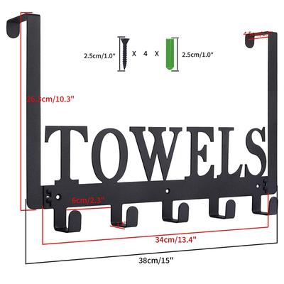Towel Rack, Holder Bathroom Organizer with 5 Hooks, Door Hooks , Wall Mount, for