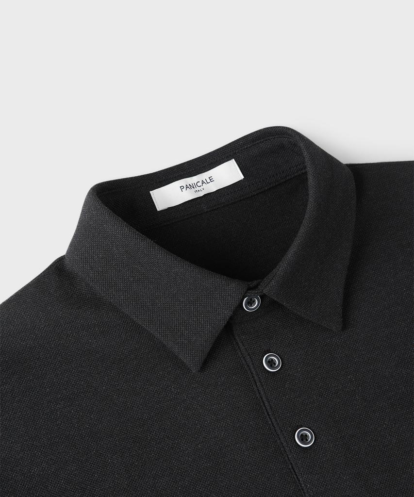PANICALE Charcoal Cotton Pique Polo Shirt