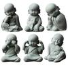 Green Sandstone Little Monk Zen Ornaments - Desktop Rockery Bonsai for Tea Table or Living Room.