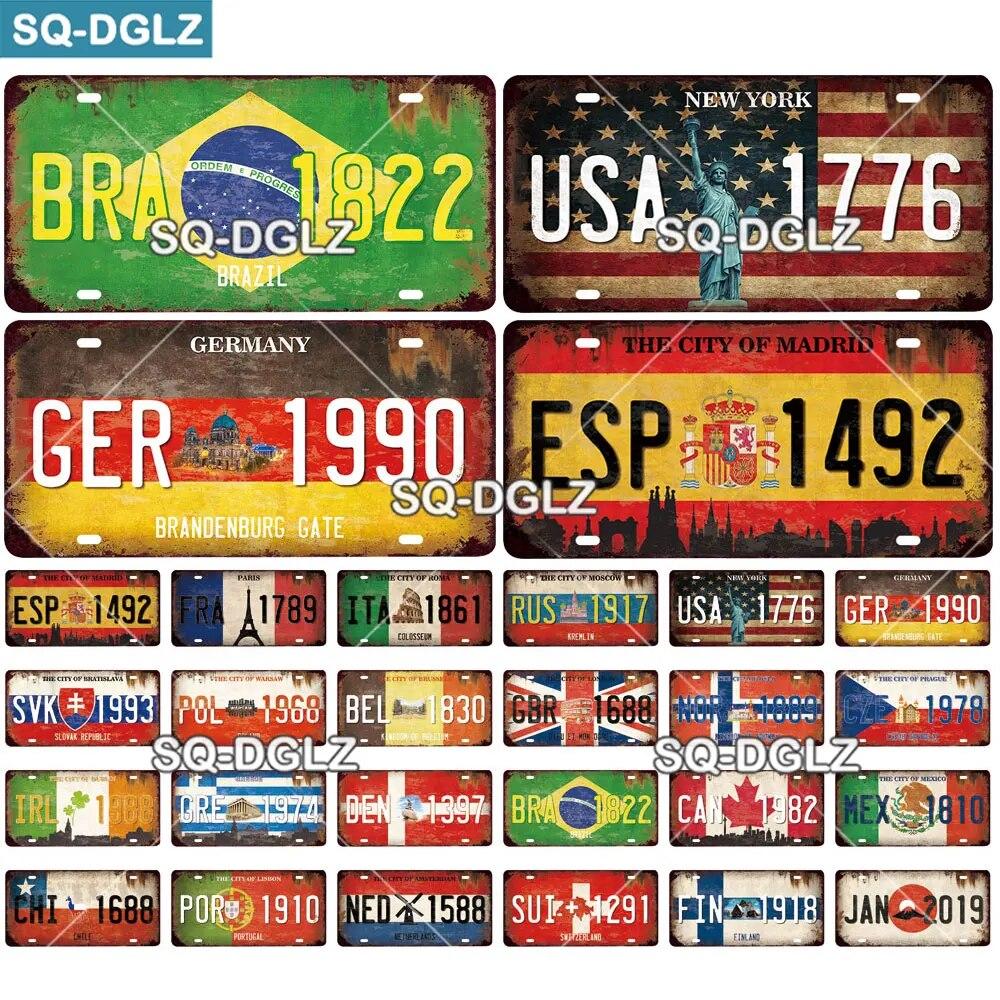 

[SQ-DGLZ] Country City 15x30 см, металлическая пластина, винтажная табличка, флаг страны, жестяная вывеска, настенный декор, барный декор, дорожный плакат