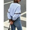 TIFICY Bluzki i koszule damskie w stylu casual, wiosna, jesień, paski, długi rękaw, dekolt POLO
