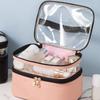 Double Layer Makeup Bag with Smooth Zippers Comfortable Handle Waterproof Sealed Travel Cosmetic