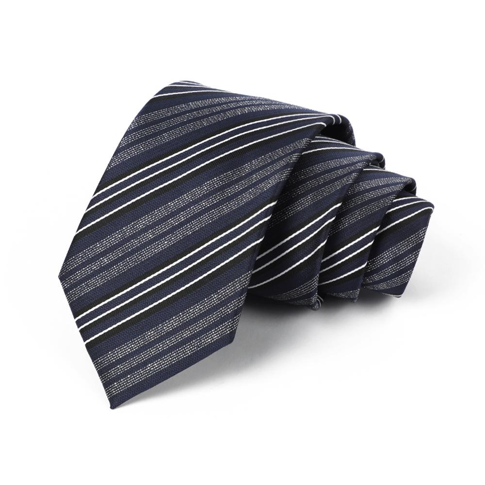 Corbata de Jacquard Rayada para Hombre, Atada a Mano, Poliéster, 8cm, Accesorio Formal de Negocios de Alta Gama