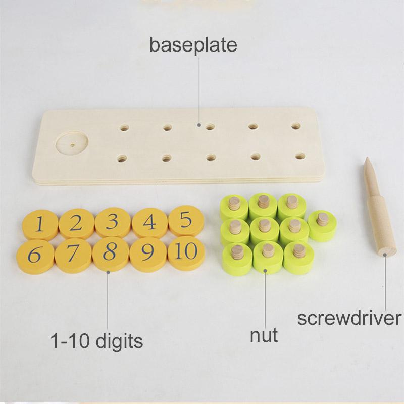 

Children Wooden Screw Nut Combination Disassembly Counting Board Building Blocks Montessori Math Game Educational Toys For Kids