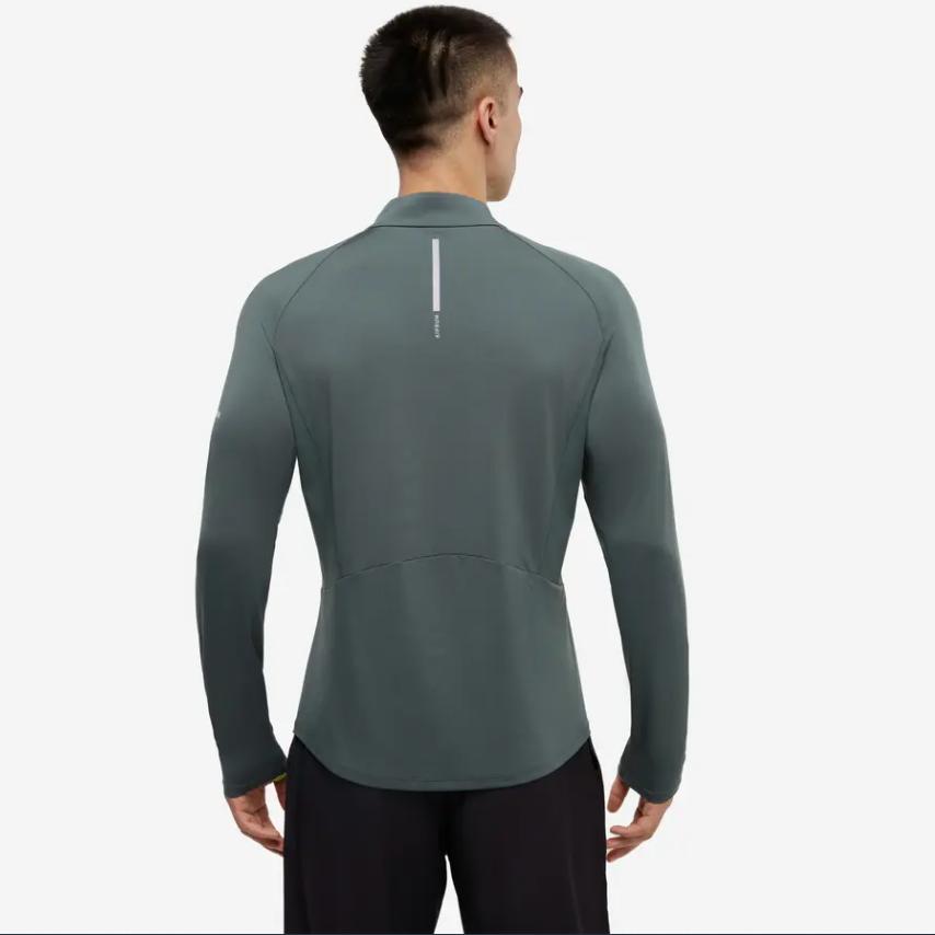 Decathlon KIPRUN 500 Series Sweat-wicking Quick Dry Breathable Sports Raglan Long Sleeve T-Shirt Men's Dark Gray Green