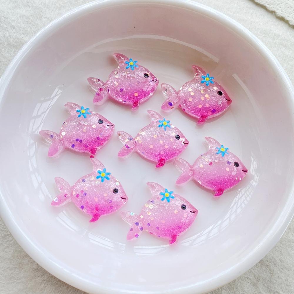 20Pcs Cute Resin Cartoon Shell, Starfish, small fish, seahorse, for Scrapbooking, Wedding Decor & DIY Jewelry Making Accessories