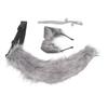 Katzenohren und Wolf Tier Schwanz Cosplay Kostüm Kunstfell Haarspange Kopfschmuck Halloween Leder Hals