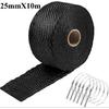 Header Heat Wrap Manifold Insulation Roll Resistant with Stainless Ties Motorcycle 5CMX10M Motorcycle Exhaust Thermal Tape