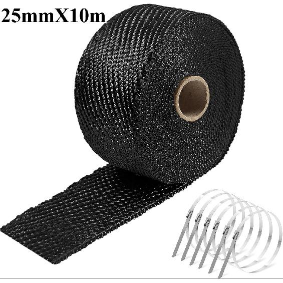 Header Heat Wrap Manifold Insulation Roll Resistant with Stainless Ties Motorcycle 5CMX10M Motorcycle Exhaust Thermal Tape