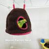Parrot Nest Berber Fleece Warm Plush Hammock Hanging Swing Bed Cave for Pet Bird Dark Brown