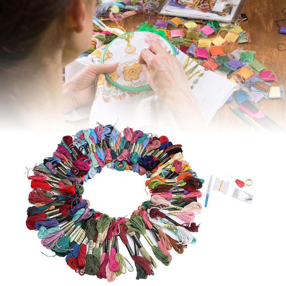 Cross Stitch Kit 100 Colors Embroidery Thread DIY Sewing Needlework Accessories
