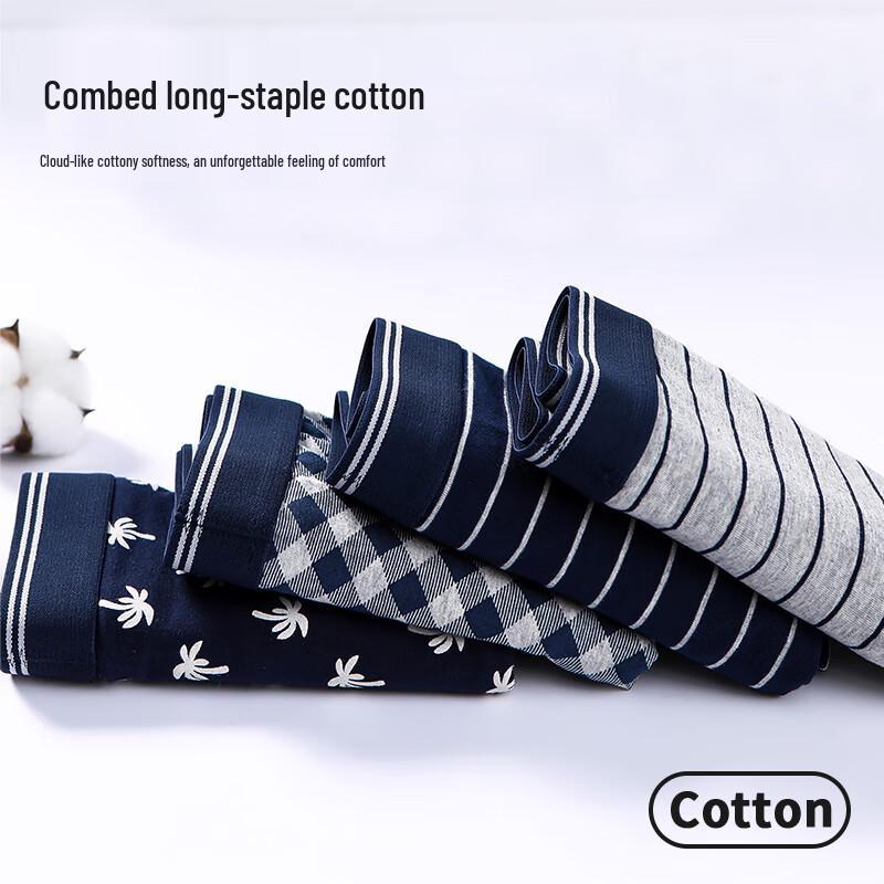 LANGSHA Men's Printed Antibacterial Cotton Boxer Briefs