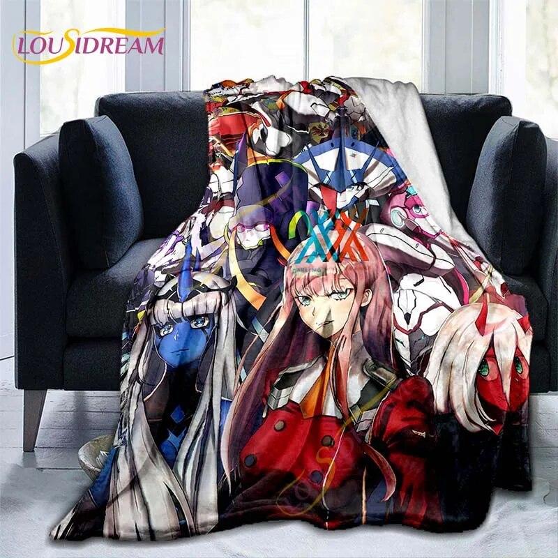 Anime DARLING In The FRANXX Deky Strelizia Deka Flanel ZERO TWO Throw Deka na pohovku Cestovní deky pro dospělé