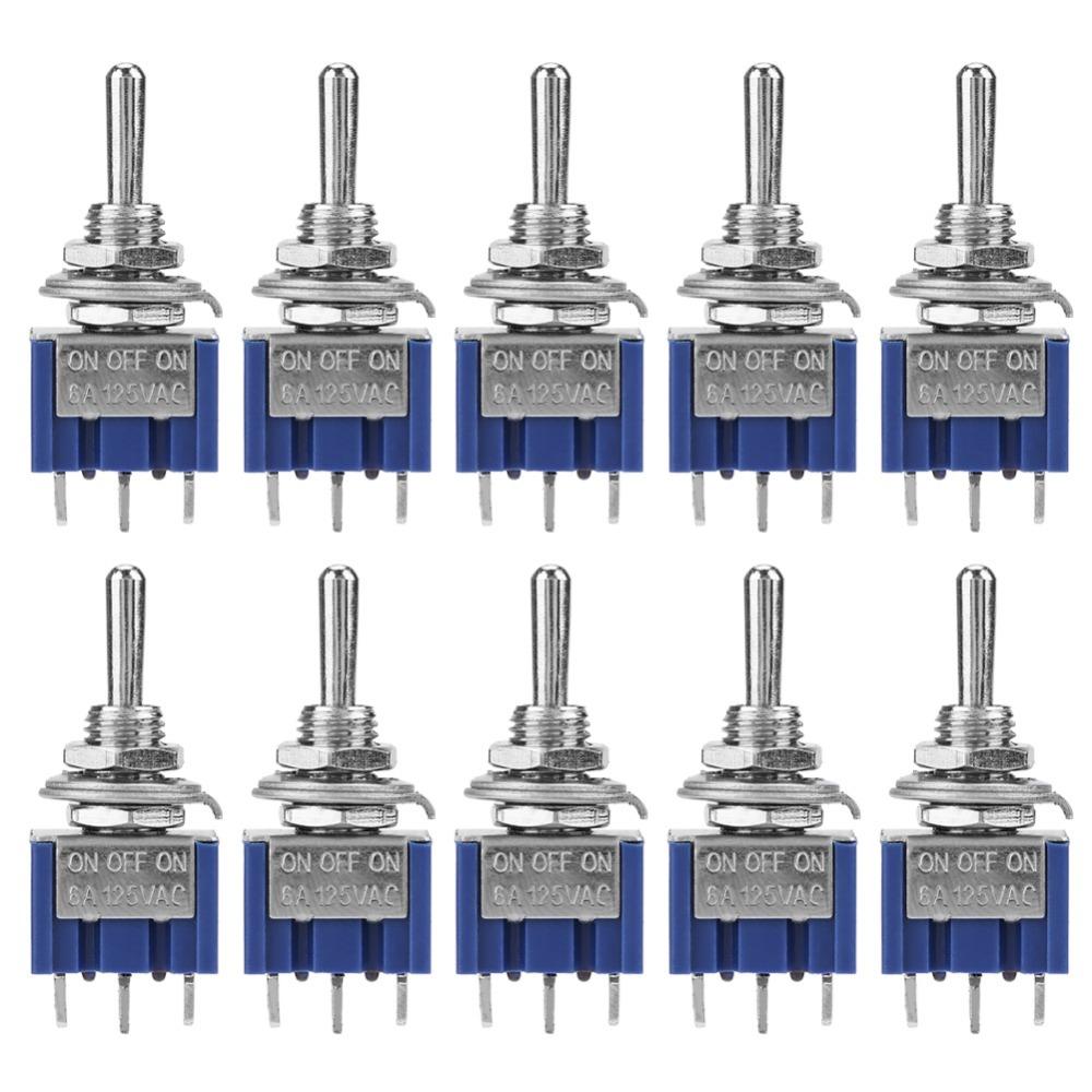 

10 Pcs 6A 125VAC Mini Toggle Switch 3 Position 3 Pin on Off on Toggle Switch Electronic Projects