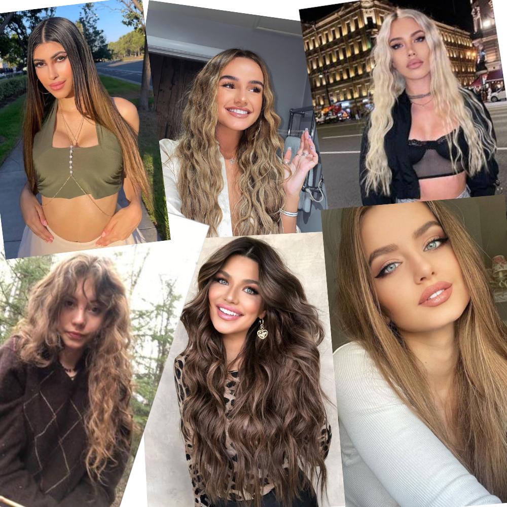 MERISIHAIR Women Fashion Long Straight Synthetic Fiber Hair Extensions 5 Clips Invisible Hairpiece for Daily Wear