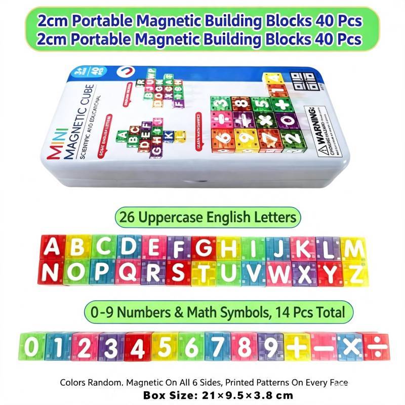Magnetic Number Letter Blocks Educational Toy For Kids With Metal Box Storage