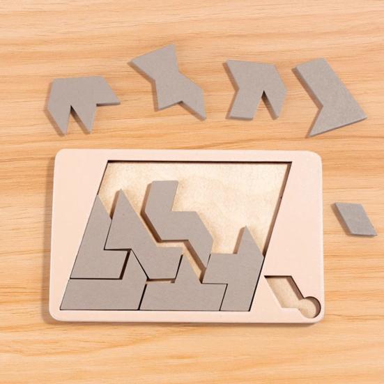 1/5Pcs Wooden Block Puzzle Challenge Game Disappearing Triangle Rectangle Rhombus Parallelogram Jigsaw Puzzle Game Educational Puzzle Toy
