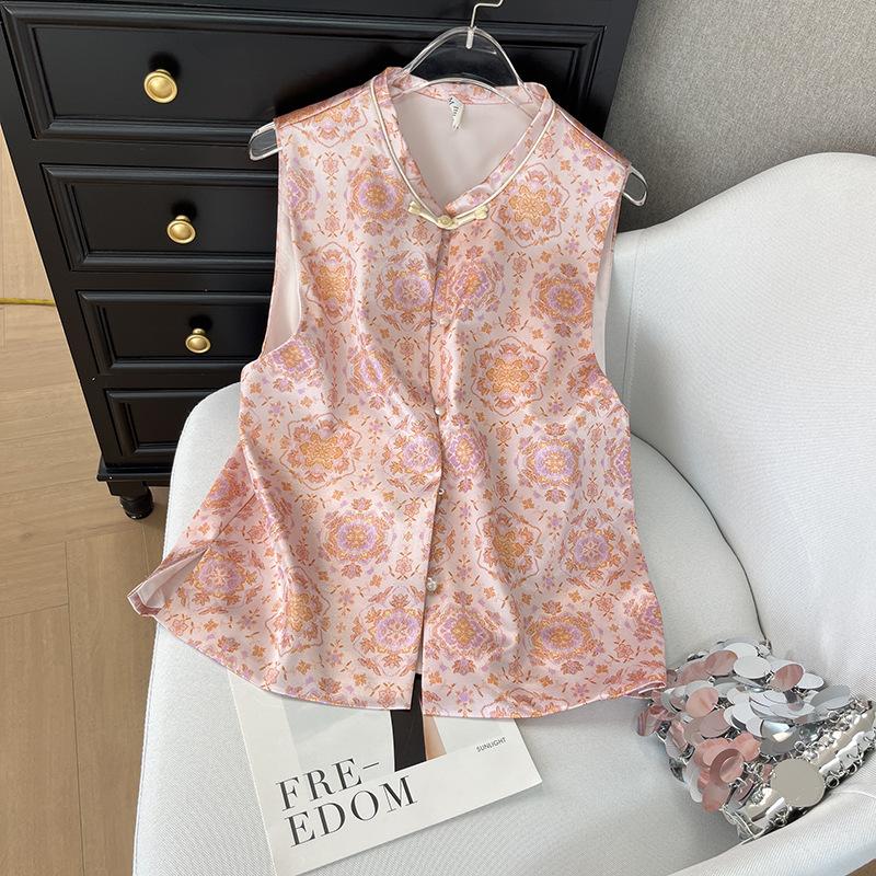 

Женский жилет, ранневесенний, атласный жаккардовый вышитый жилет с внешней пряжкой XXXL [Recommended 138-75kg] розовый