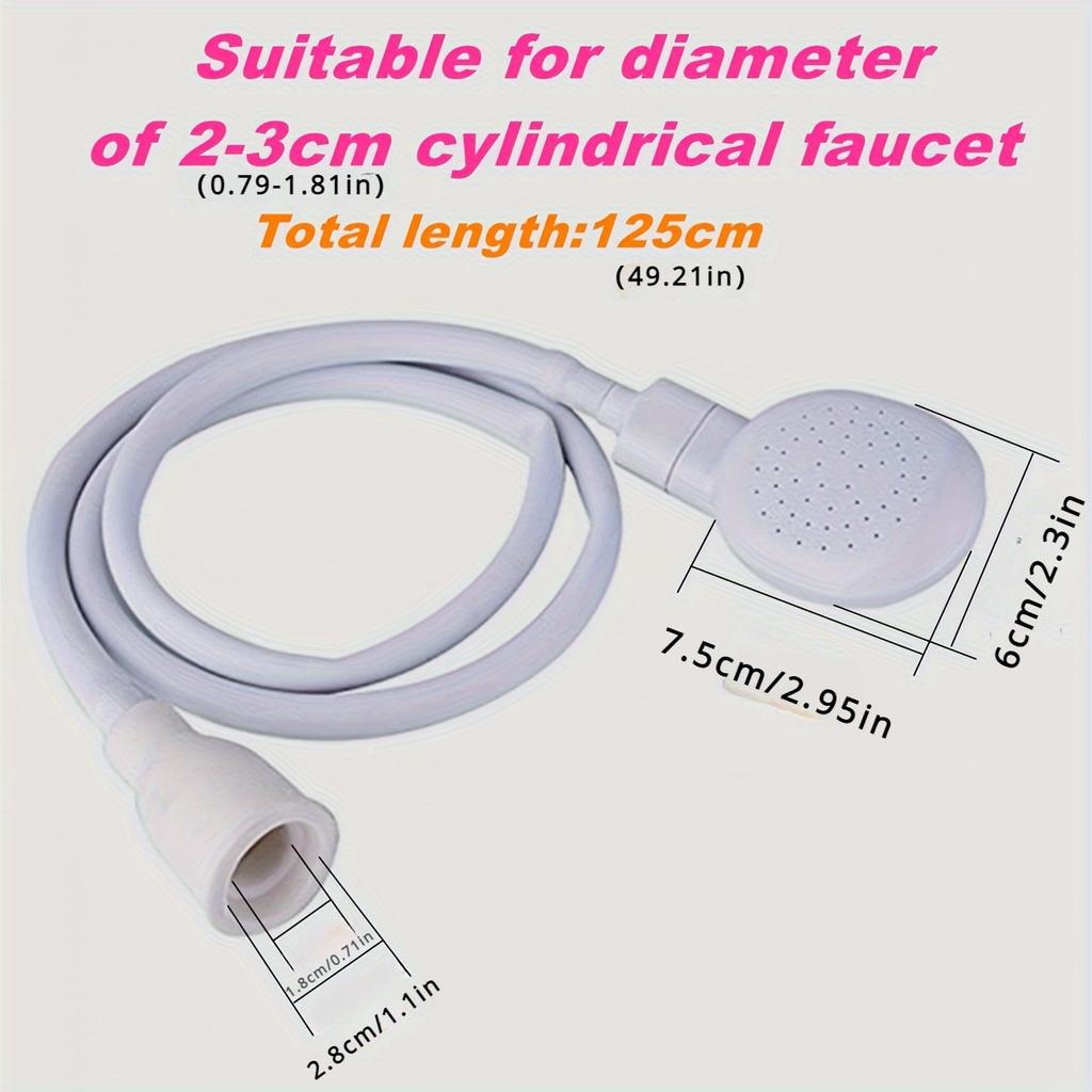 Easy-Install Handheld Faucet Sprayer - Extendable Hose for Hair Washing & Pet Bathing, Unscented, Oval Plastic Design
